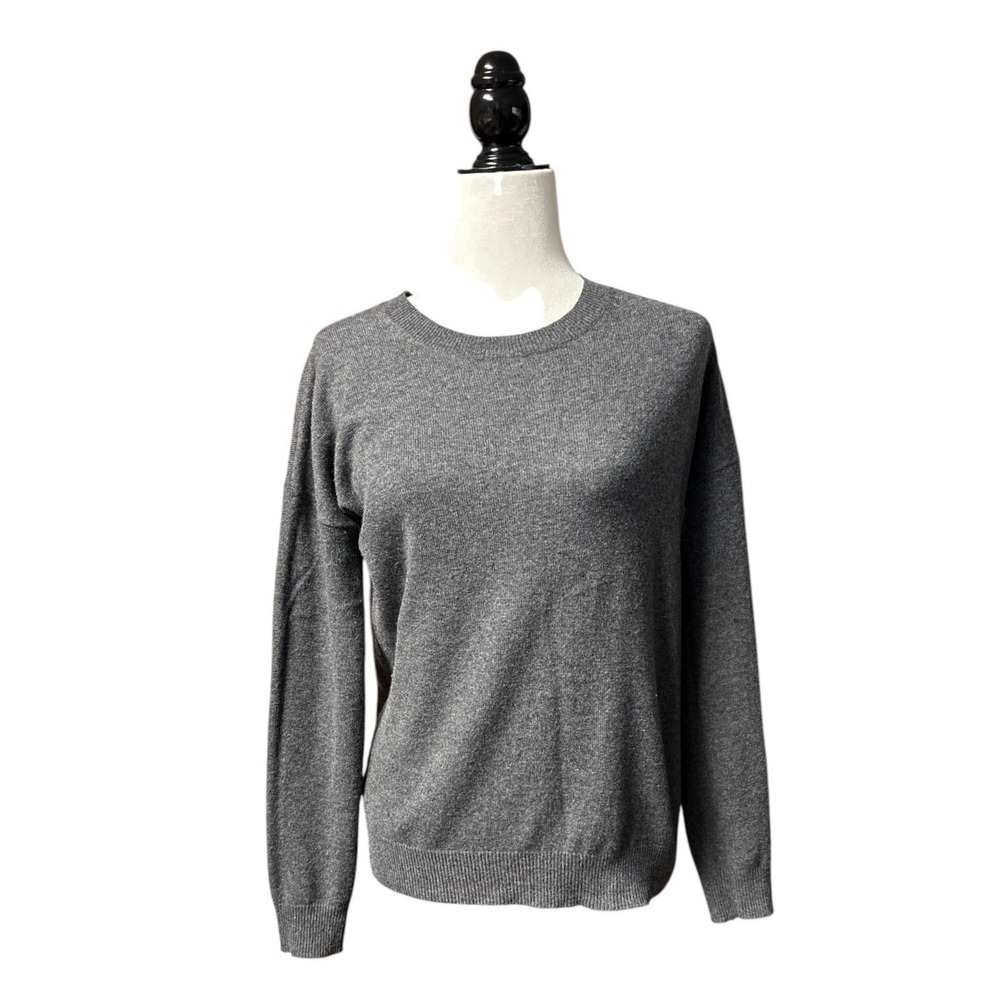 Theory 100% Cashmere Grey Crewneck Sweater Size S Quiet Luxury